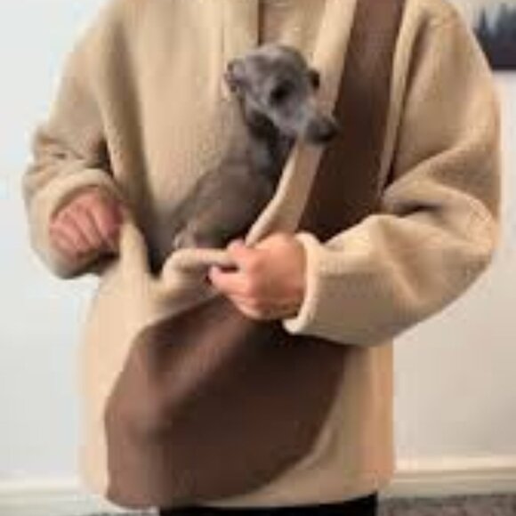 Riikyu Kangaroo Pouch Unisex S Faux Suede Pullover Warm Sweatshirt Pet Carrier - Picture 1 of 12